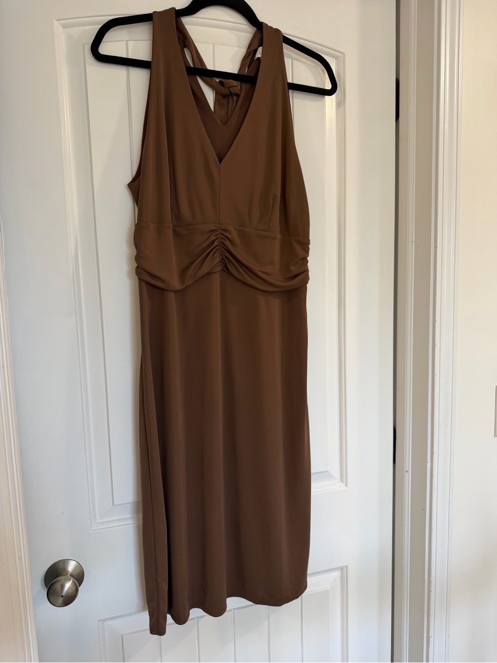 LOFT Brown Sleeveless V-Neck Midi Dress